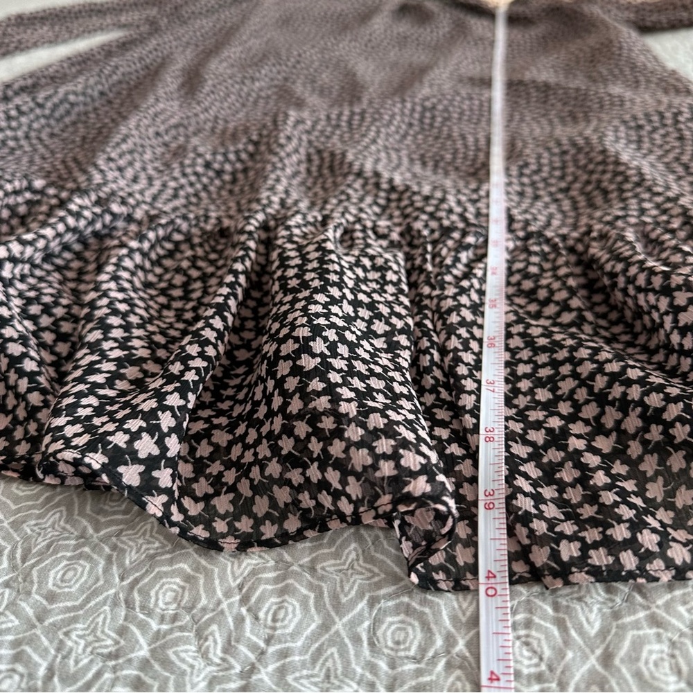 BODEN Black Pink Ditsy Floral Chiffon Long Sleeve A-line Midi Dress Size 10L - Picture 7 of 10